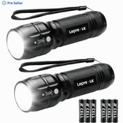 Lepro 2-Packs LED Flash Light LE1000 High Lumens, Mini Multifunction Tactical Flashlight , Zoomable, Waterproof, Adjustable Brightness, for Camping, Outdoor and Emergency Use (AAA Batteries Included)